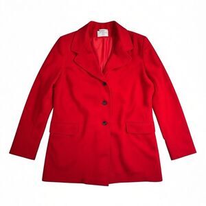 International Scene Women's 3/4 Length Lined Coat Red 100% Wool Heavy Size 18